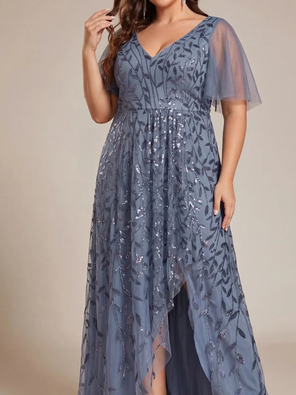 Dusty Blue Sequin Embroidered Formal Maxi Dress NWT Bridesmaid Wedding Guest 14